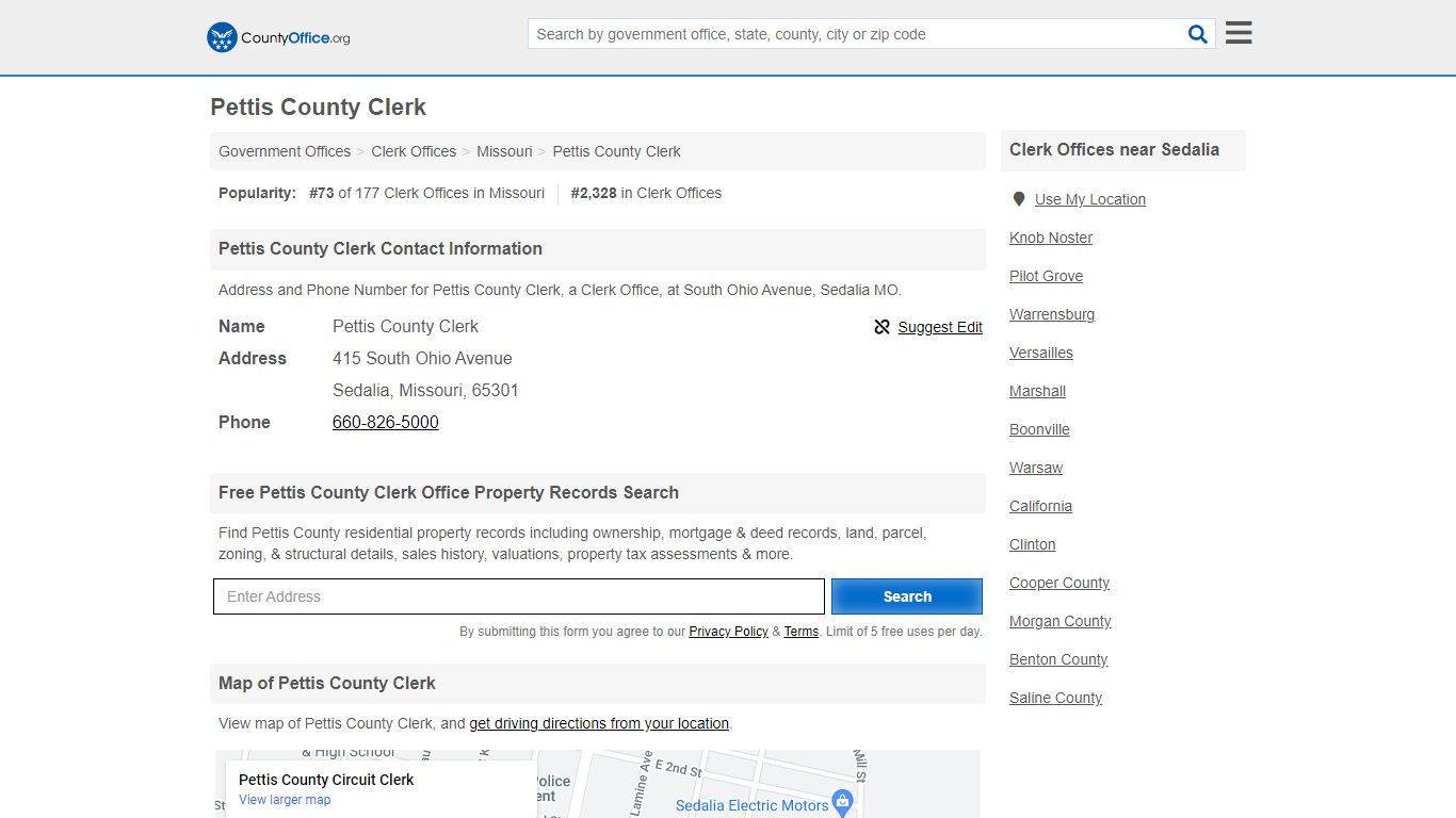 Pettis County Clerk - Sedalia, MO (Address and Phone)
