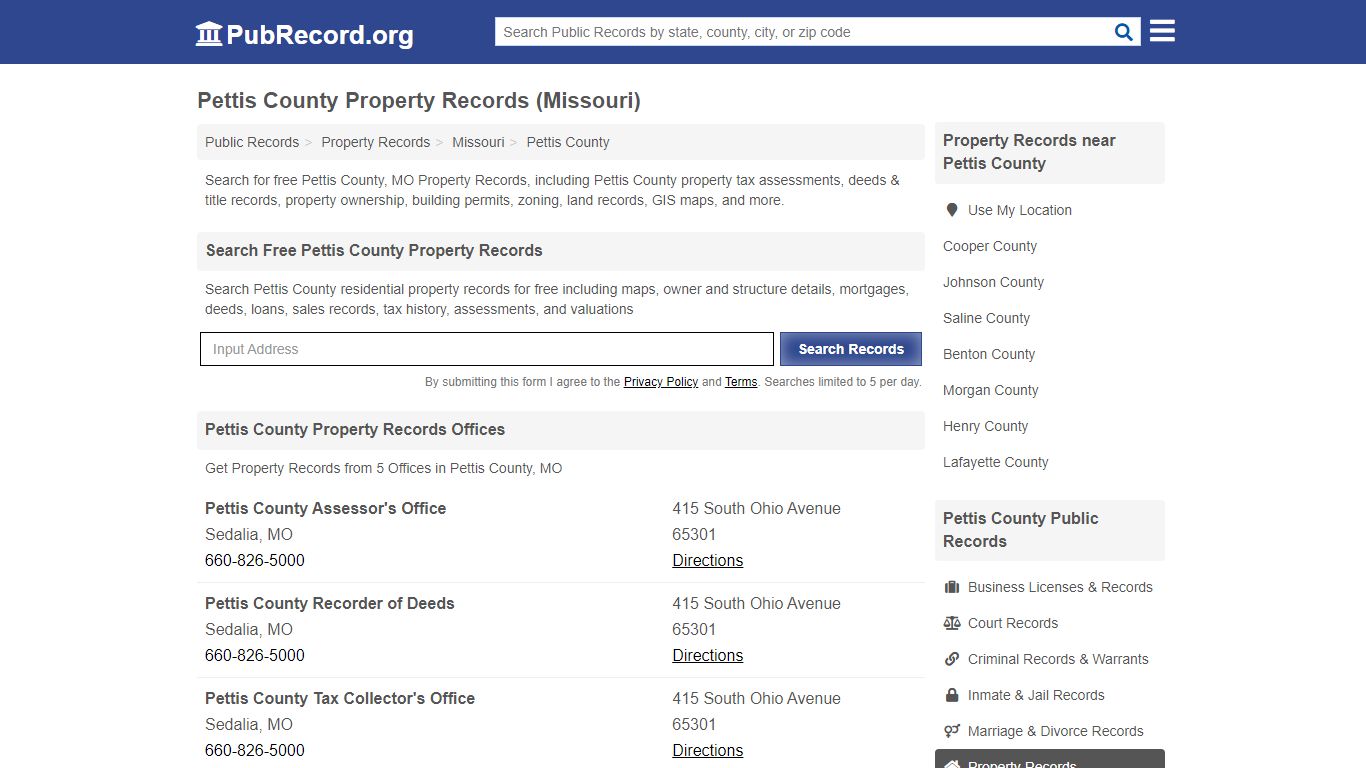 Pettis County Property Records (Missouri) - Public Record